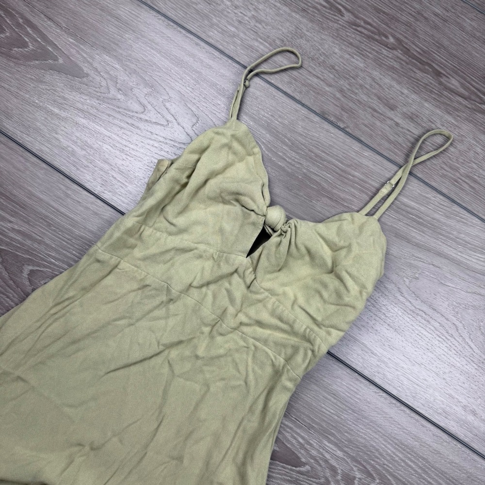 Abercrombie & Fitch Womens Midi Dress Knot Front Cut‎ Out Sage Green S